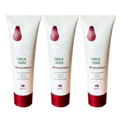 Kit 3 Shampoo Natural Doce Raiz De Extrato De Batata Doce 250ml