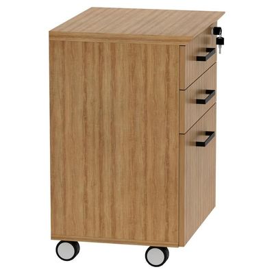 Gaveteiro Pasta Suspensa 2 Gavetas Rodízios E Chave 46 Cm Me4196 Amendoa Tecno Mobili Amendoa