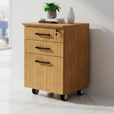 Gaveteiro Pasta Suspensa 2 Gavetas Rodízios E Chave 46 Cm Me4196 Amendoa Tecno Mobili Amendoa