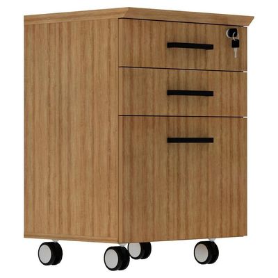 Gaveteiro Pasta Suspensa 2 Gavetas Rodízios E Chave 46 Cm Me4196 Amendoa Tecno Mobili Amendoa