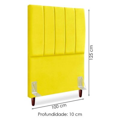 Cabeceira Solteiro 100 Cm Com Frame Carla Suede Amarelo Artte Amarelo