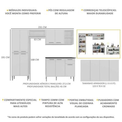 Cozinha Completa C/ Aparador Siena Multimóveis Branca