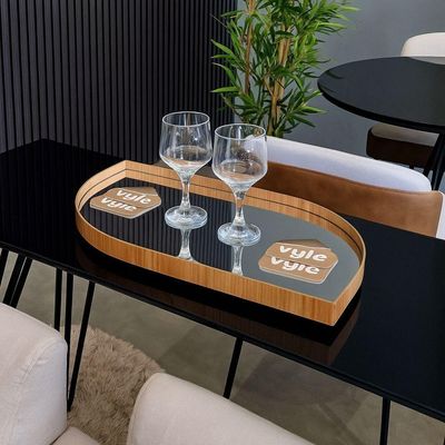Bandeja Decorativa Anne Cinamomo Laminada Com Espelho