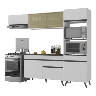 Armário De Cozinha Compacta 4 Peças Mp3691.964 Veneza Branco