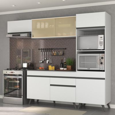 Armário De Cozinha Compacta 4 Peças Mp3691.964 Veneza Branco