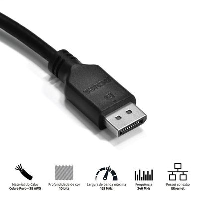 Cabo Displayport Macho P- Displayport 2m V1.2