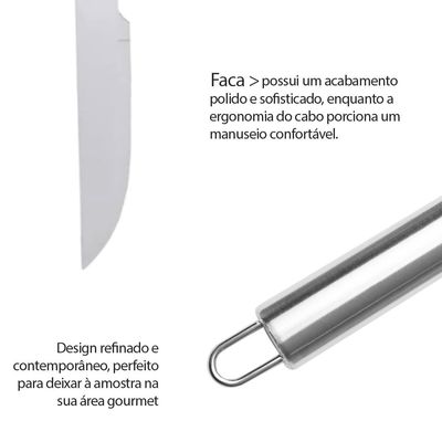 Faca Cabo Longo Churrasco Carne Inox Profissional 40cm