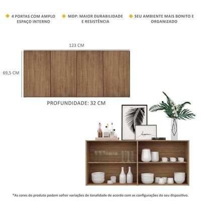 Aparador Buffet 4 Portas Veneza Multimóveis V3555 Rustic Rustic