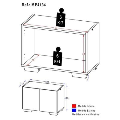 Mesa De Cabeceira Com Pés 2 Portas Multimóveis Mp4134 Branca Branco
