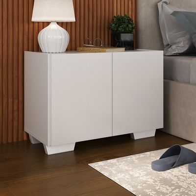 Mesa De Cabeceira Com Pés 2 Portas Multimóveis Mp4134 Branca Branco