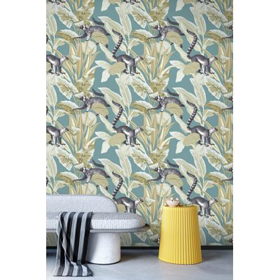 Papel de Parede Botany House Lêmure Verde 15535
