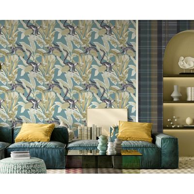 Papel de Parede Botany House Lêmure Verde 15535