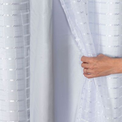 Cortina Blackout Pvc Com Tecido Voil Xadrez 2,00 M X 1,40 M - Branco