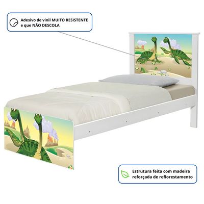 Cama Solteiro Infantil 195x96cm para Quarto Personagens Dinossauro K02 - D'Rossi