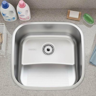 Tanque Hera Tramontina 25L Aço Inox Polido de Encaixe 40x40cm Compact para Área de Serviço Lavanderia