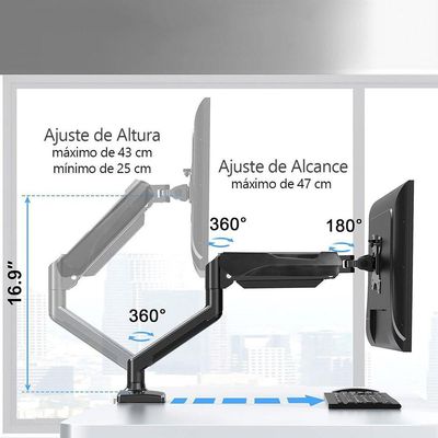 Suporte Monitor 17 A 32 Articulado Pistão A Gás F8 - Fitter Tech