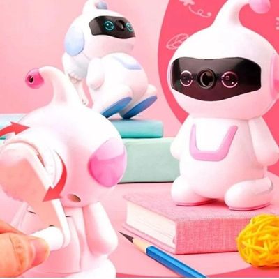 Apontador Manual De Mesa Cyber Robozinho Rosa - Kz248 - Kaz