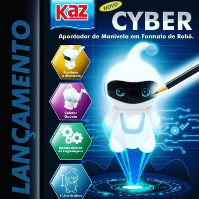 Apontador Manual De Mesa Cyber Robozinho Rosa - Kz248 - Kaz