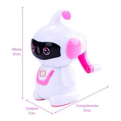 Apontador Manual De Mesa Cyber Robozinho Rosa - Kz248 - Kaz
