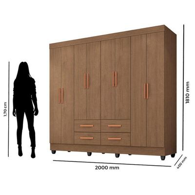 Guarda Roupa Casal Porto 8 Portas Carvalho Oak - Móveis Leão