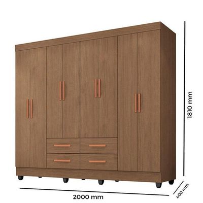 Guarda Roupa Casal Porto 8 Portas Carvalho Oak - Móveis Leão