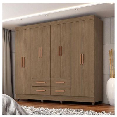 Guarda Roupa Casal Porto 8 Portas Carvalho Oak - Móveis Leão