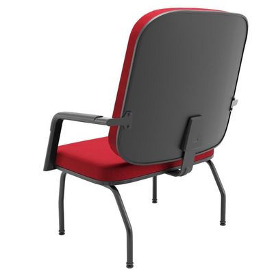 Cadeira De Escritório Recepção Com Braço Fixa Preta Magno P03 Crepe Vermelho - Lyam Decor