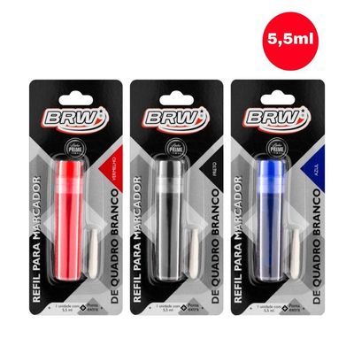 Refil Pincel Marcador Quadro Branco Reabastecedor + Ponta Extra Brw Vermelho