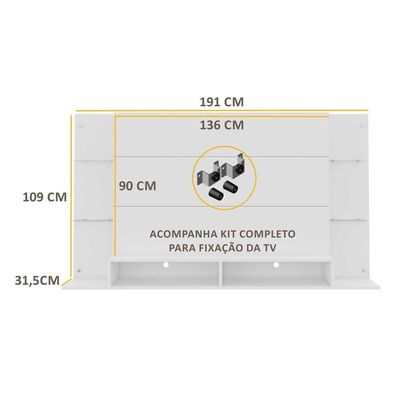 Painel com Suporte TV até 60" Nairóbi Branco Multimóveis