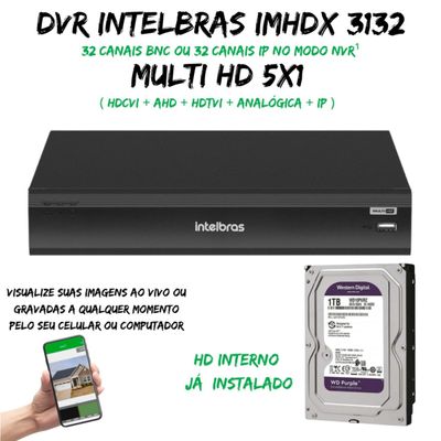 Dvr Multi Hd Intelbras 32Ch Mhdx 3132 C/HD 1TB Puple