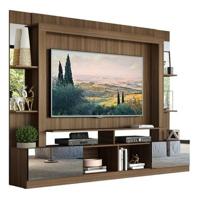 Estante Tv 65" Espelho Multimóveis V3381 Madeirada/preta