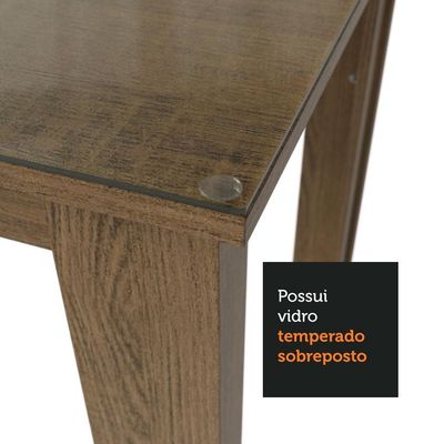 Conjunto Sala De Jantar Mesa Tampo De Vidro 4 Cadeiras Rustic/crema/bege Suzy Madesa