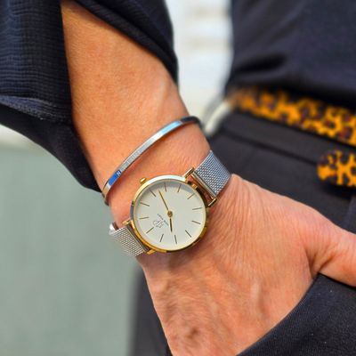 Relógio Feminino Analógico Casual 32mm + Bracelete Prateado