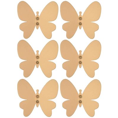 Kit 6 Ganchos Cabideiros Borboleta Dourada Decorar Organizar Closet Quarto Banheiro Masutti