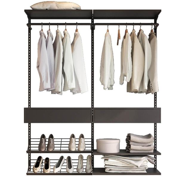Closet Aberto Modulado para Solteiro 165cm Eternity 33 Preto