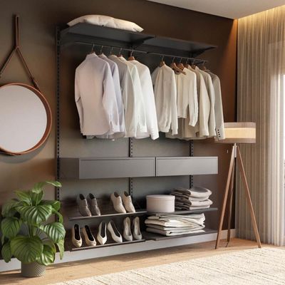 Closet Aberto Modulado para Solteiro 165cm Eternity 33 Preto