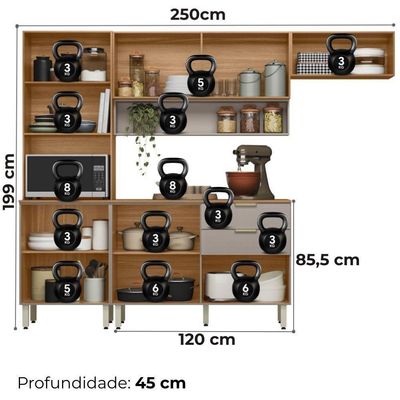 Cozinha Modulada 4 Pecas 250 Cm Mdp Alba Amendola Nude Prime Demobile Amendola Nude Prime