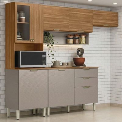 Cozinha Modulada 4 Pecas 250 Cm Mdp Alba Amendola Nude Prime Demobile Amendola Nude Prime