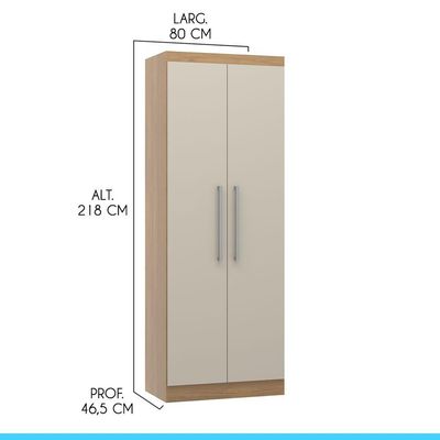 Armário 2 Portas Guarda Roupa Modulado Selene 80x218 Cm Mdp Carvalho 6005 Menu