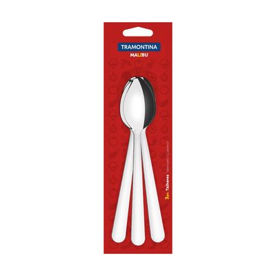 Conjunto de Colheres de Mesa Tramontina Malibu em Aço Inox 03 Peças
