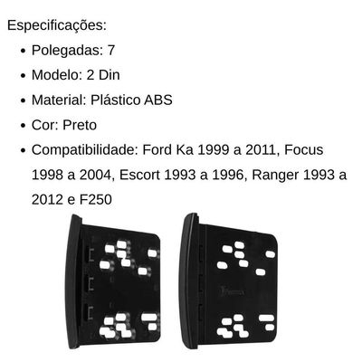 Central Multimídia 2 Din Mp5 Ranger Câmera Moldura Tela