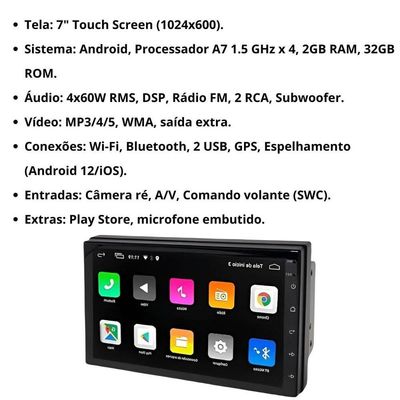 Central Multimidia Fiat Mobi Carplay Android Auto