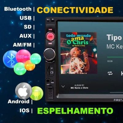 Central Multimídia 2 Din MP5 HB20 2012/20 Câmera Moldura