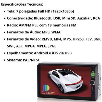 Central Multimídia 2 Din Mp5 Crossfox 2012-13 Câmera Moldura