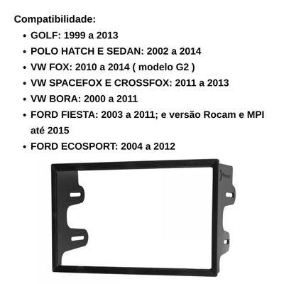 Central Multimídia 2 Din Mp5 Polo Hatch Câmera Moldura Tela