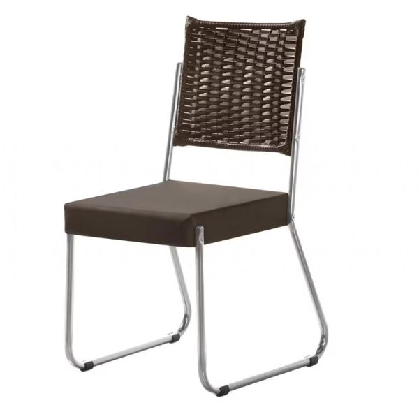 Cadeira de Jantar Aço Nobre Claudia com Assento Estofado e Revestimento Suede Marrom