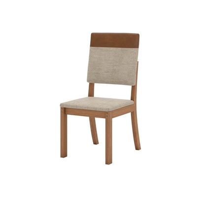 Kit 2 Cadeiras Estofadas Para Mesa De Jantar Milla Plus Henn Nature Com Corano Caramelo Com Creme