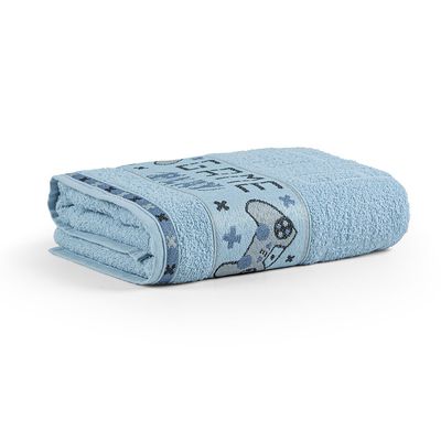 Toalha de Banho Infantil Pitico 1,15m x 75cm 100% Algodão Macio - Game Azul