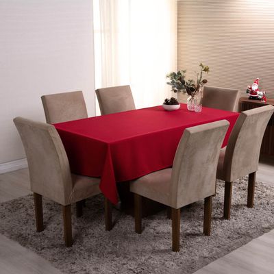 Toalha de Mesa Basic Lisa Oxford Decoração 2,50m x 1,40m para 8 Lugares - Vermelho
