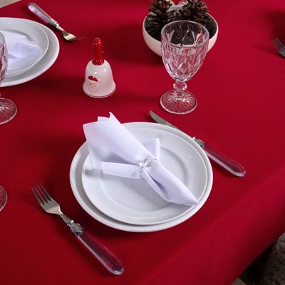 Toalha de Mesa Basic Lisa Oxford Decoração 2,50m x 1,40m para 8 Lugares - Vermelho